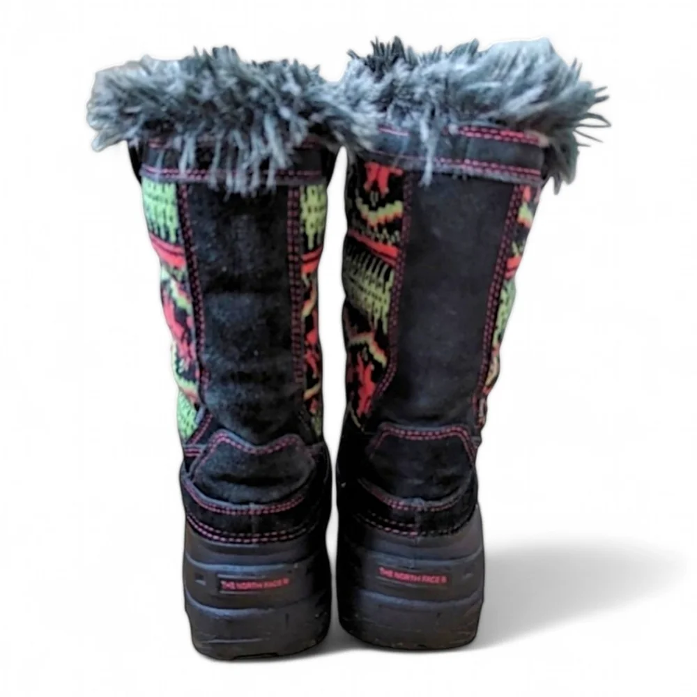 North Face Y2K Fair Isle BRAT Girls Lace Up Shellista‎ Faux Fur Snow Boots 7